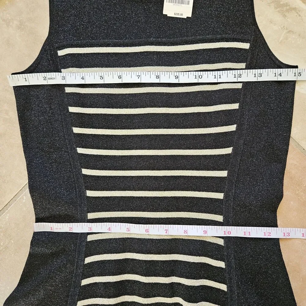 J.McLaughlin Emilie Dress Womens XS Sleeveless Knit Black/Gold Metallic Tank